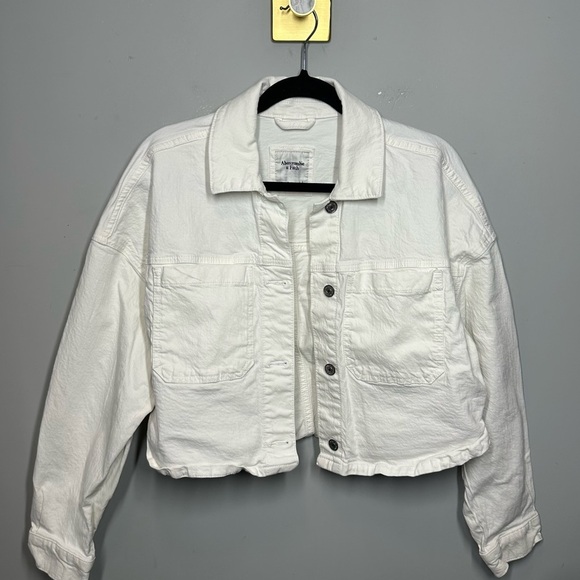 Abercrombie & Fitch White Button Up Front Pocket Denim Jacket - Picture 1 of 4